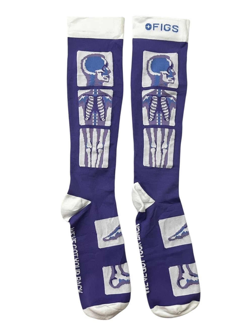 FIGS Unisex X-Ray Skeleton Knee High Compression Socks Size L Work Travel